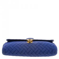 Pre Owned Prada Blue Woven Tessuto Impuntu Shoulder Bag