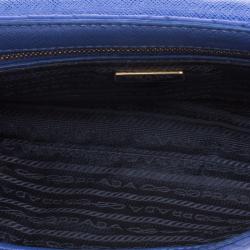 Pre Owned Prada Blue Woven Tessuto Impuntu Shoulder Bag