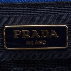 Pre Owned Prada Blue Woven Tessuto Impuntu Shoulder Bag