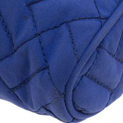 Pre Owned Prada Blue Woven Tessuto Impuntu Shoulder Bag