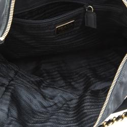 Pre Owned Prada Black Quilted Nylon Chain Tote