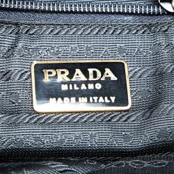 Pre Owned Prada Black Quilted Nylon Chain Tote