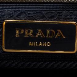 Pre Owned Prada Fatigue Green Saffiano Lux Leather Double Zip Tote