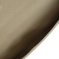 Pre Owned Prada Off White Saffiano Leather Long Flap Wallet