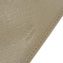 Pre Owned Prada Off White Saffiano Leather Long Flap Wallet