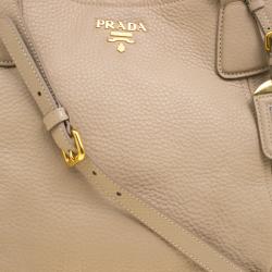 Pre Owned Prada Beige Vitello Daino Leather Sacca 2 Manici Hobo