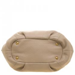 Pre Owned Prada Beige Vitello Daino Leather Sacca 2 Manici Hobo