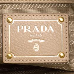 Pre Owned Prada Beige Vitello Daino Leather Sacca 2 Manici Hobo