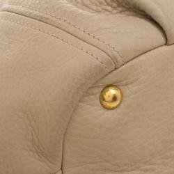 Pre Owned Prada Beige Vitello Daino Leather Sacca 2 Manici Hobo