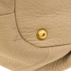 Pre Owned Prada Beige Vitello Daino Leather Sacca 2 Manici Hobo