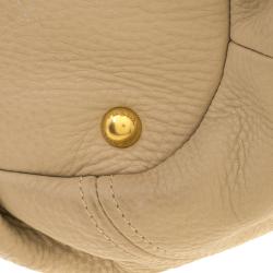 Pre Owned Prada Beige Vitello Daino Leather Sacca 2 Manici Hobo