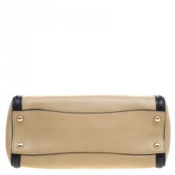 Pre Owned Prada Beige/Black Leather Double Zip Convertible Tote