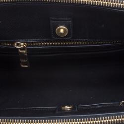 Pre Owned Prada Beige/Black Leather Double Zip Convertible Tote