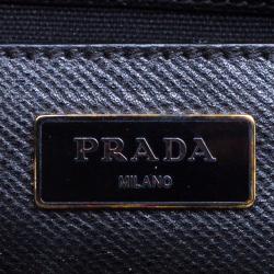 Pre Owned Prada Beige/Black Leather Double Zip Convertible Tote