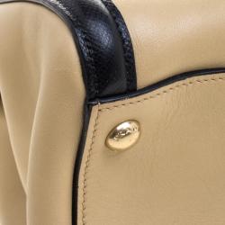 Pre Owned Prada Beige/Black Leather Double Zip Convertible Tote
