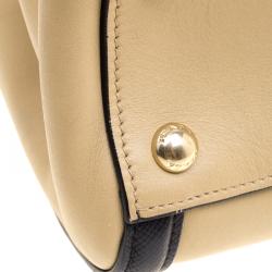 Pre Owned Prada Beige/Black Leather Double Zip Convertible Tote