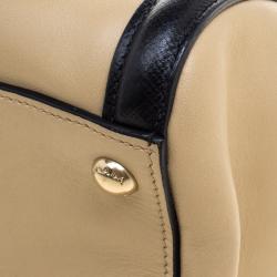 Pre Owned Prada Beige/Black Leather Double Zip Convertible Tote