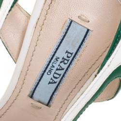 Pre Owned Prada Tricolor Leather Hot Rod Bow Detail Slingback Sandals Size 36