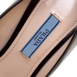 Pre Owned Prada Black Patent Saffiano Leather Pointed Toe Pumps Size 38
