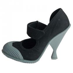 Prada Black Extended Cap-Toe Mary Jane Pumps Size 38