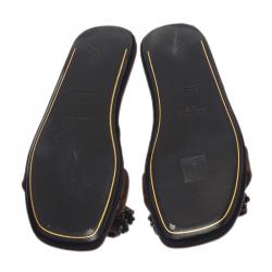 Pre Owned صندل سلايد برادا فور هارودز ستان بني مزين بفيونكة مقاس 38