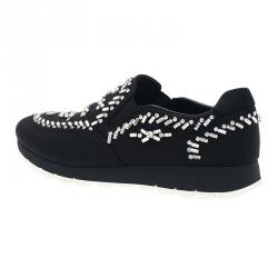 Pre Owned Prada Black Canvas Jeweled Slip on Sneakers Size 40