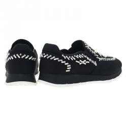 Pre Owned Prada Black Canvas Jeweled Slip on Sneakers Size 40