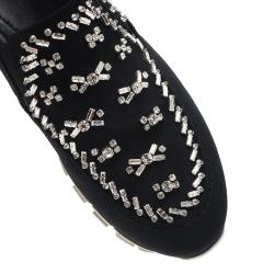 Pre Owned Prada Black Canvas Jeweled Slip on Sneakers Size 40