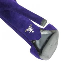 Prada Purple Suede Ankle Strap Pumps Size 37.5
