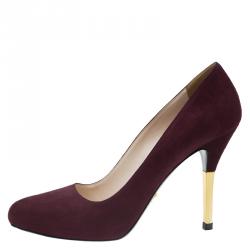 Pre Owned Prada Burgundy Suede Almond Toe Pumps Size 39