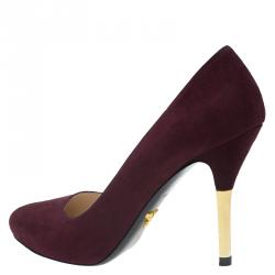 Pre Owned Prada Burgundy Suede Almond Toe Pumps Size 39
