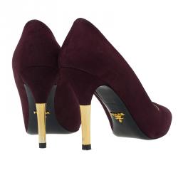 Pre Owned Prada Burgundy Suede Almond Toe Pumps Size 39