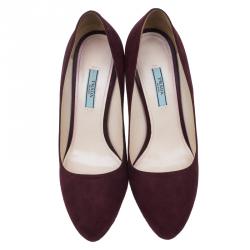 Pre Owned Prada Burgundy Suede Almond Toe Pumps Size 39
