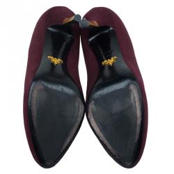 Pre Owned Prada Burgundy Suede Almond Toe Pumps Size 39