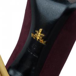 Pre Owned Prada Burgundy Suede Almond Toe Pumps Size 39