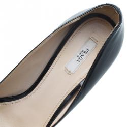 Pre Owned Prada Black Patent Peep Toe Platform Pumps Size 41
