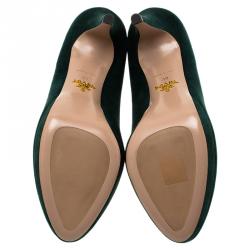 Pre Owned Prada Green Suede Platform Pumps Size 39
