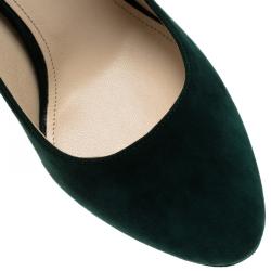 Pre Owned Prada Green Suede Platform Pumps Size 39