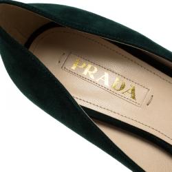Pre Owned Prada Green Suede Platform Pumps Size 39