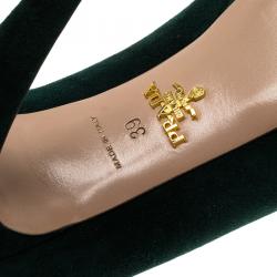 Pre Owned Prada Green Suede Platform Pumps Size 39