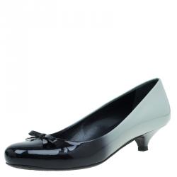 Pre Owned Prada Two Tone Ombre Patent Bow Detail Pumps Size 37