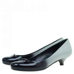 Pre Owned Prada Two Tone Ombre Patent Bow Detail Pumps Size 37