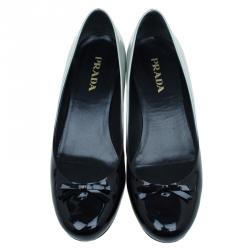 Pre Owned Prada Two Tone Ombre Patent Bow Detail Pumps Size 37