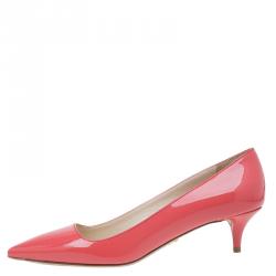 Pre Owned Prada Coral Patent Pointed Pumps Size 37