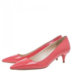 Pre Owned Prada Coral Patent Pointed Pumps Size 37