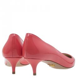 Pre Owned Prada Coral Patent Pointed Pumps Size 37