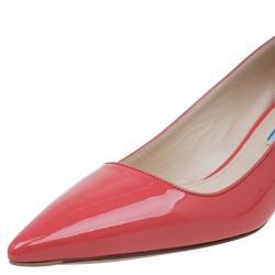 Pre Owned Prada Coral Patent Pointed Pumps Size 37