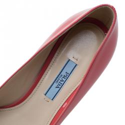 Pre Owned Prada Coral Patent Pointed Pumps Size 37