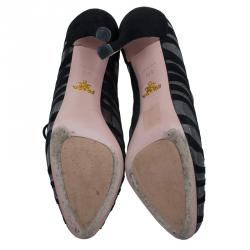 Pre Owned Prada Ardesia Suede Camoscio Lace Up Booties Size 37.5