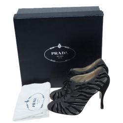 Pre Owned Prada Ardesia Suede Camoscio Lace Up Booties Size 37.5